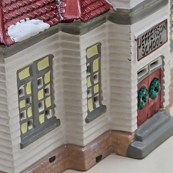 Department 56 Original Snow Village Jefferson School + Light Cord 5082-2 Retired - Picture 13 of 16